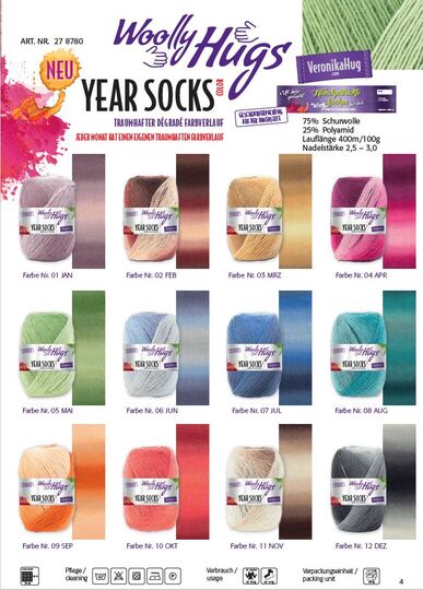 Größentabelle Häkelsocken von Größe 20/21 - Größe 46/47