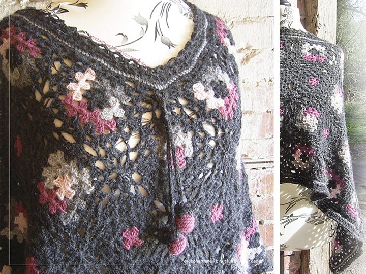 Poncho häkeln, Winterberries XL - Granny Squares Puzzle Poncho