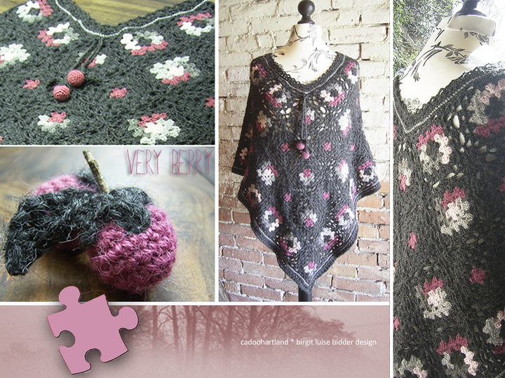 Poncho häkeln, Winterberries XL - Granny Squares Puzzle Poncho