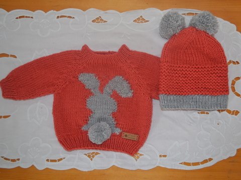 BABY SET - PULLOVER & MÜTZE  3 GRÖßEN 1 - 18 MONATE