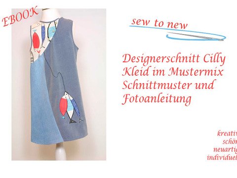 Designerschnitt Cilly, Mehrgrößenschnitt für Kleidchen im Mustermix, 86 - 126