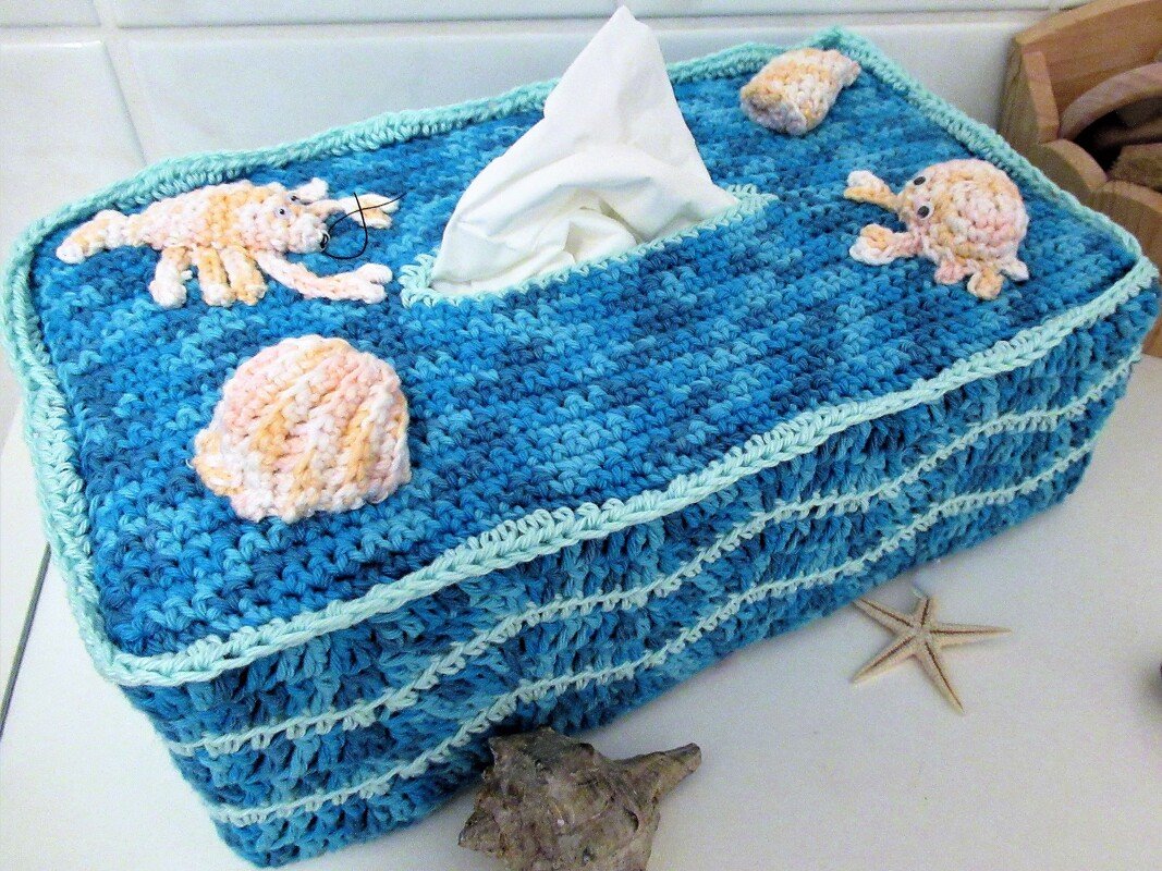 Häkelanleitung: Kosmetiktücherbox maritim