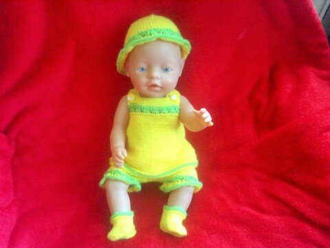 Puppenset Strickanleitung Sommer Gelb 40-45cm