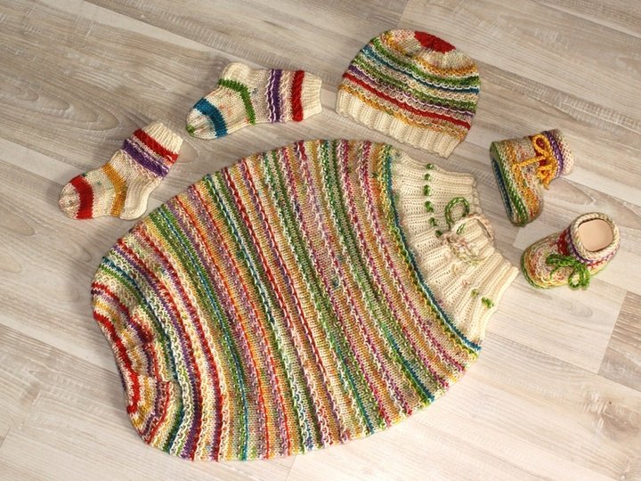 Strickanleitung Baby-Set Lollypop, Strampelsack, Mütze, Socken, Schuhe