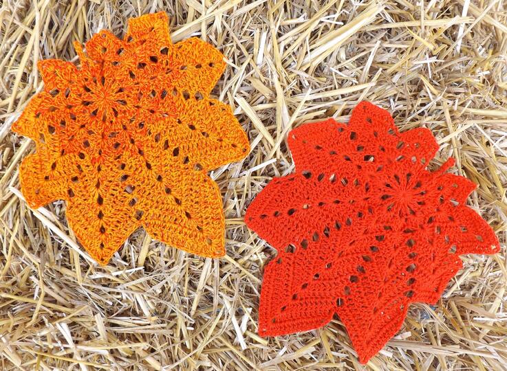 Häkelanleitung Deckchen "Herbstblatt"