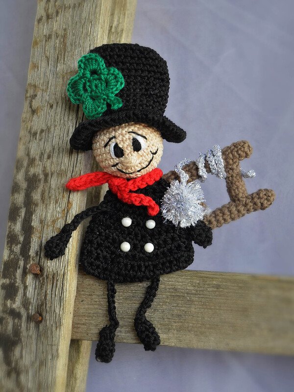 3er Sparset Glücksbringer Kleeblatt Glückspilz Schornsteinfeger Taschenbaumler Anhänger Neujahr - Bild 2