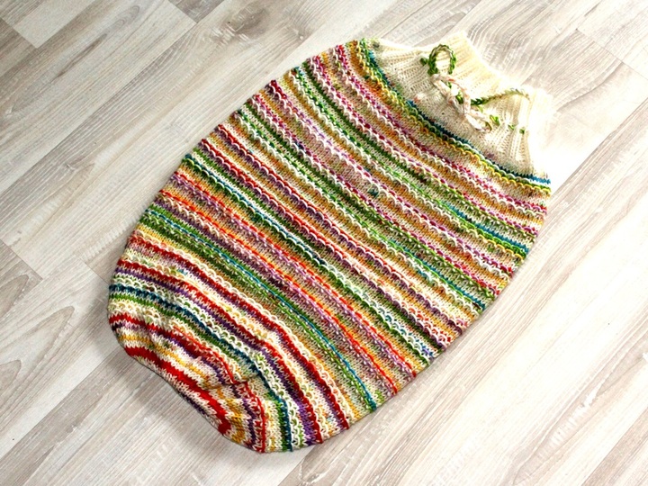 Strickanleitung Baby-Strampelsack, Schlafsack, Schlupfsack, Pucksack 0 - 6 Monate