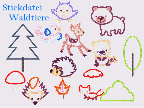 Stickdatei Waldtiere Appli