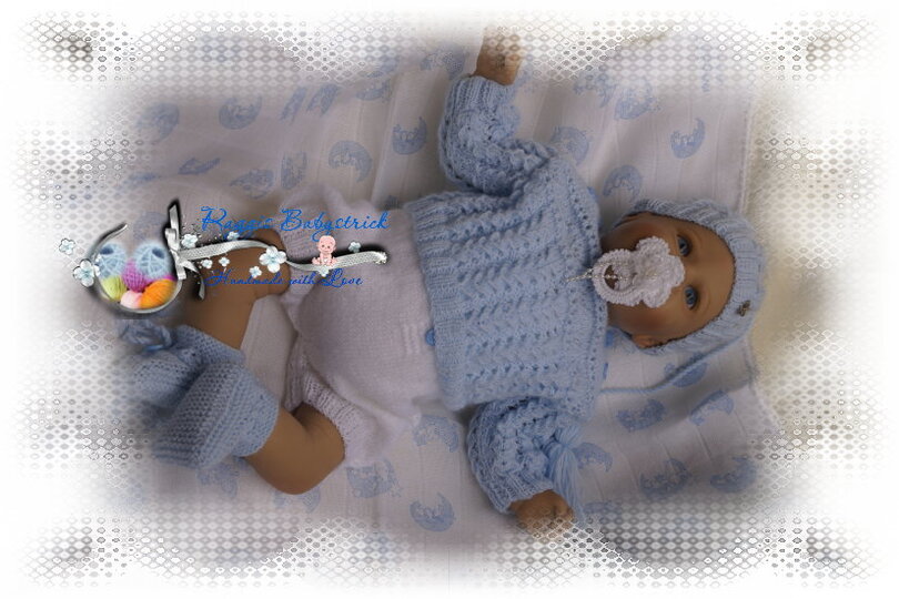 Strickanleitung f&uuml;r Baby's u. Reborns Modell Leo Gr. 50 - 56 4-teilig