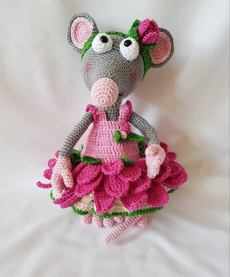 De Gerbera-Outfit, vor Muis Flora, zonder Figur. Haakpatroon