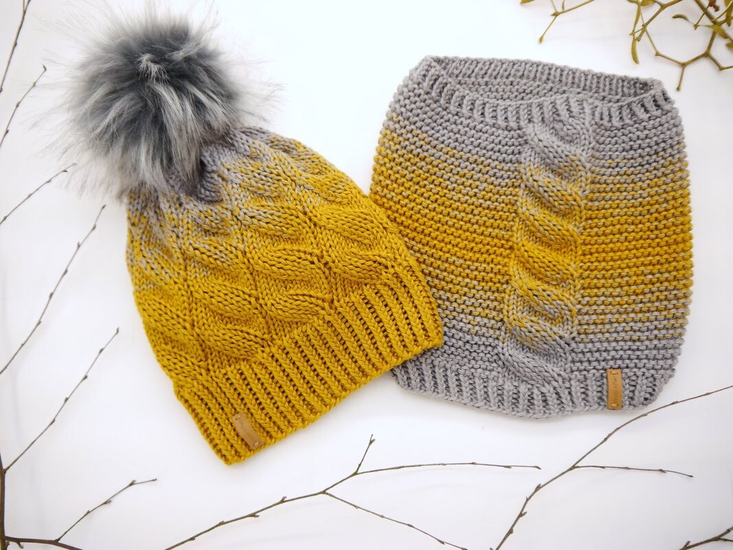 Strickanleitung - Mütze und Loop - "Falscher Zopf" - No.203