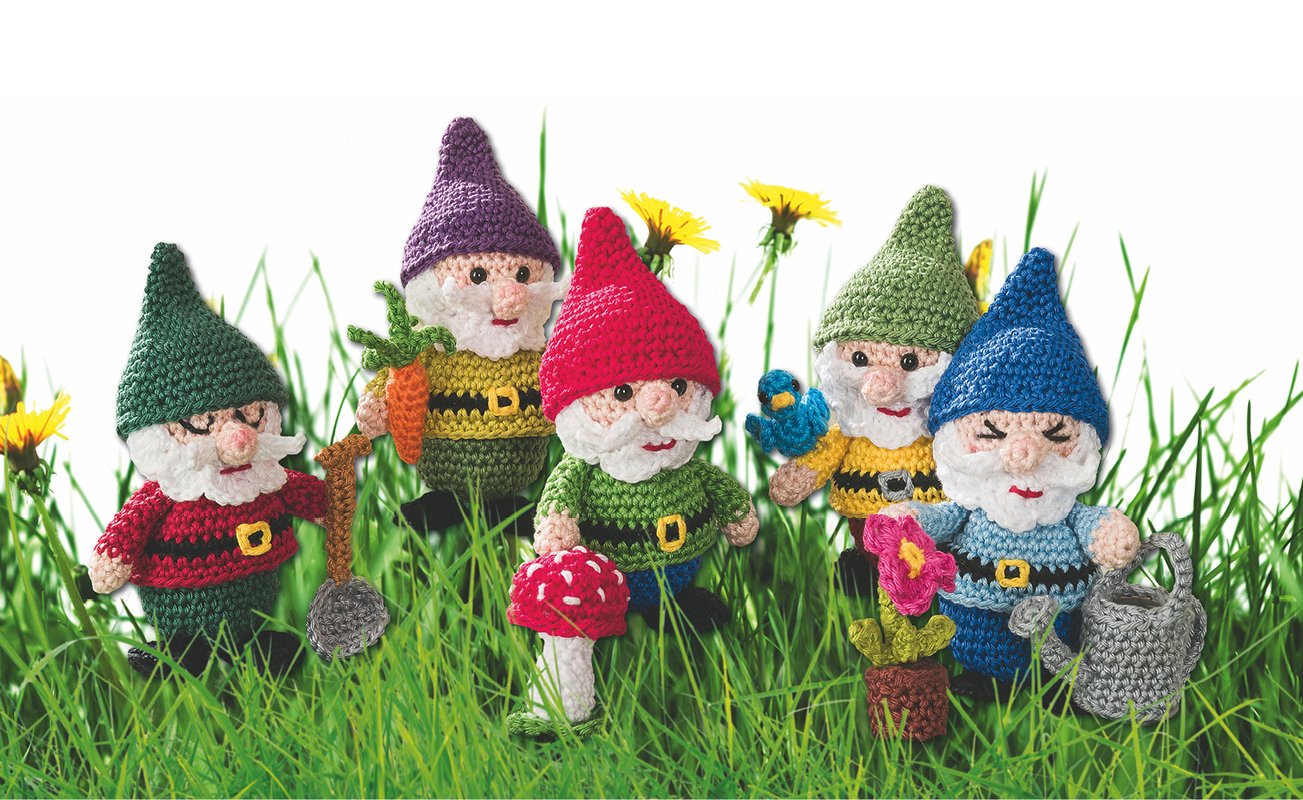 Gehäkelte Gartenzwerge