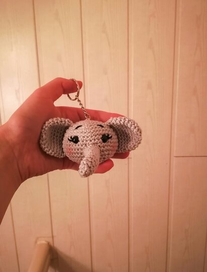 Crochet Pattern Elephant Keychain, crochet Elephant Head