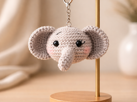 Crochet Pattern Elephant Keychain, crochet Elephant Head