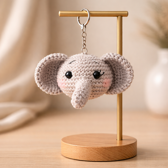 Crochet Pattern Elephant Keychain, crochet Elephant Head