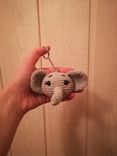 Crochet Pattern Elephant Keychain, crochet Elephant Head
