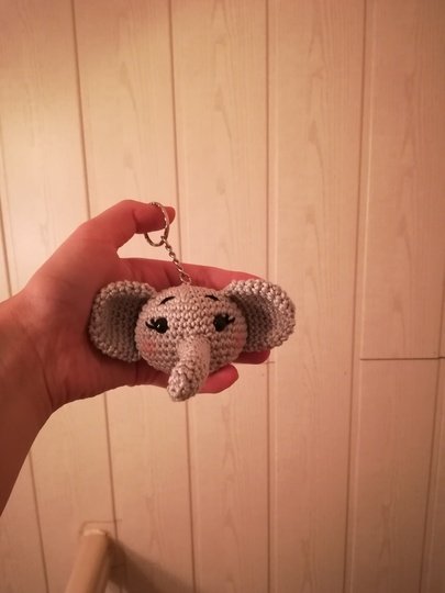 Crochet Pattern Elephant Keychain, crochet Elephant Head