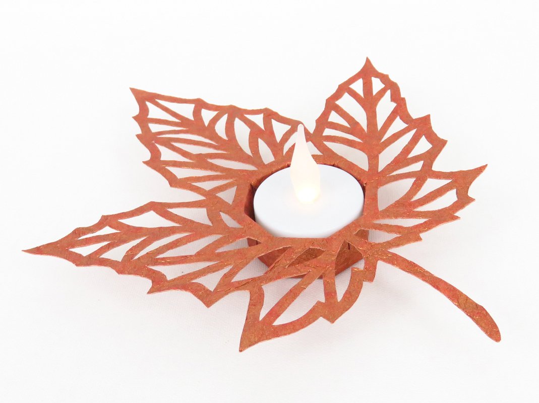 Teelichthalter – Herbstblatt – Bastelvorlagen mit Anleitung