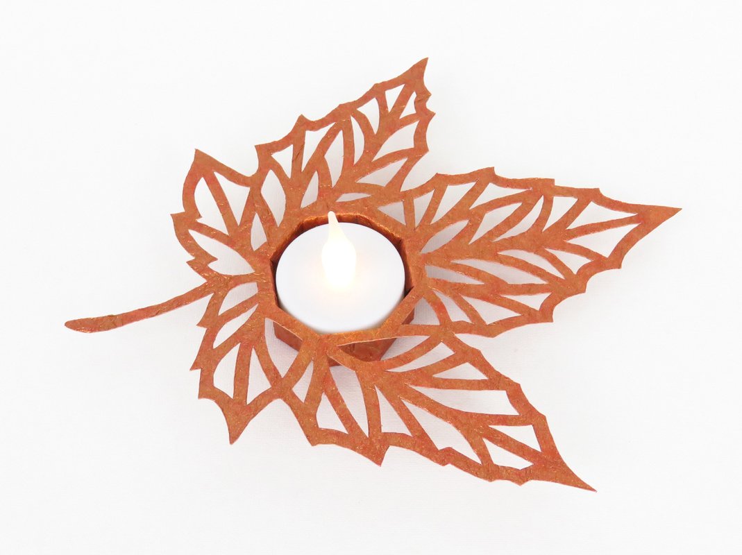 Teelichthalter – Herbstblatt – Bastelvorlagen mit Anleitung