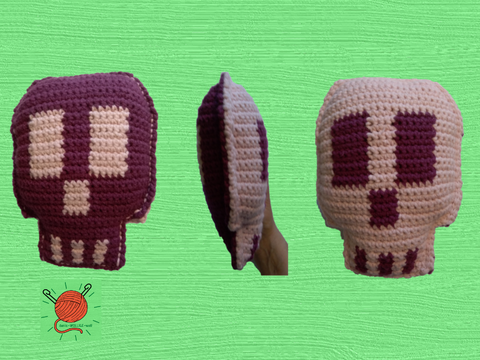 Totenkopfkissen, Häkelanleitung in Deutsch