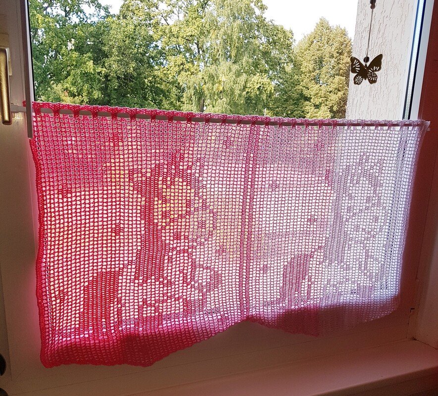 Gardine "Unicorn" 56x46 cm (1 Mustersatz), Breite individuell anpassbar, Häkelanleitung - Bild 2