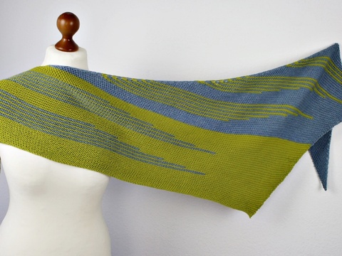 Knitting Pattern Asymmetrical Triangle Shawl with Stripes Different Stripes