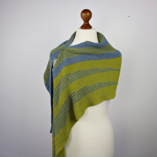 Knitting Pattern Asymmetrical Triangle Shawl with Stripes Different Stripes