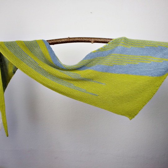 Knitting Pattern Asymmetrical Triangle Shawl with Stripes Different Stripes