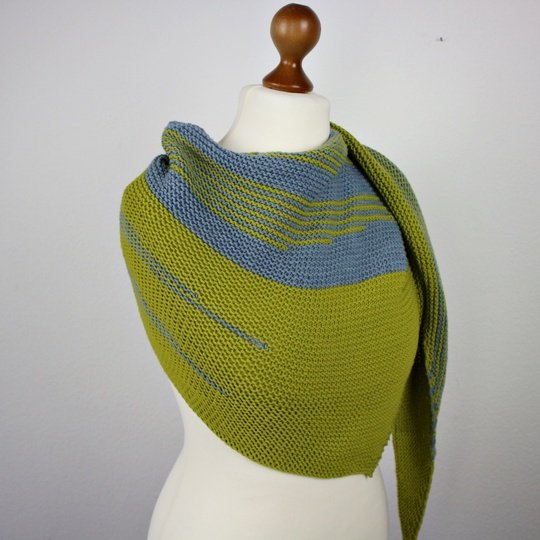 Knitting Pattern Asymmetrical Triangle Shawl with Stripes Different Stripes