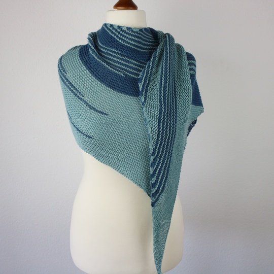 Knitting Pattern Asymmetrical Triangle Shawl with Stripes Different Stripes
