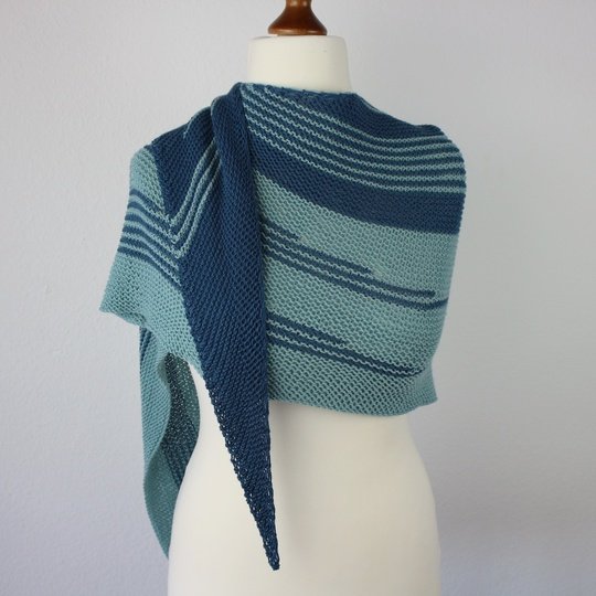 Knitting Pattern Asymmetrical Triangle Shawl with Stripes Different Stripes