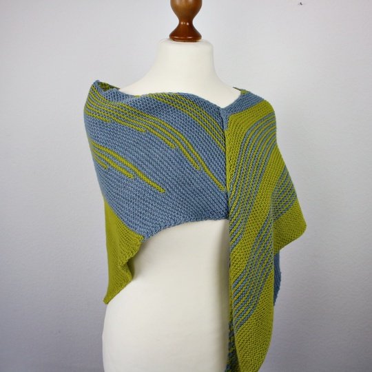 Knitting Pattern Asymmetrical Triangle Shawl with Stripes Different Stripes