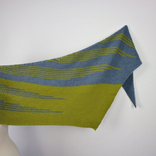 Knitting Pattern Asymmetrical Triangle Shawl with Stripes Different Stripes