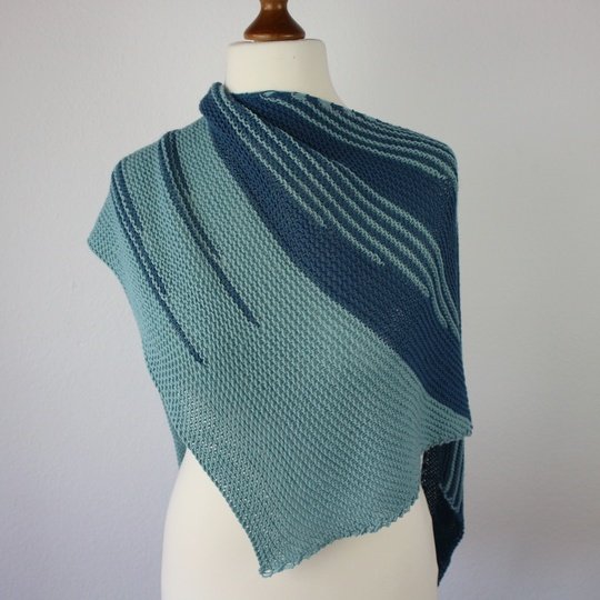 Knitting Pattern Asymmetrical Triangle Shawl with Stripes Different Stripes