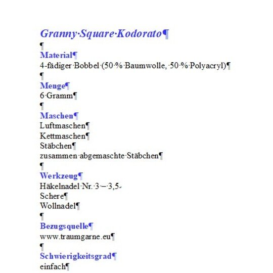 Häkelanleitung für Granny Square Kodorato