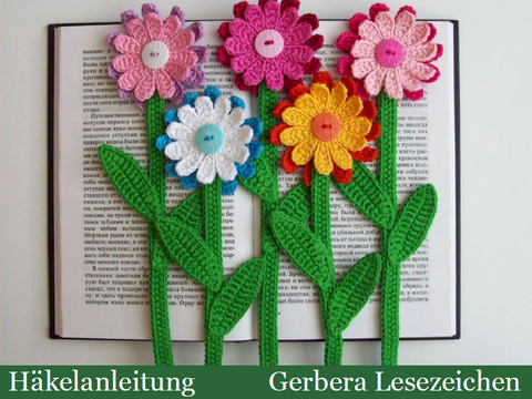 068DE Häkelanleitung Gerbera Lesezeichen - PDF Zabelina CP