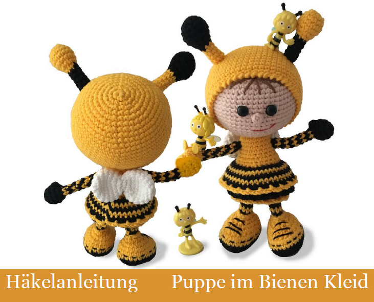173DE Häkelanleitung Puppe im Bienen Kleid - Amigurumi PDF Stelmakhova CP