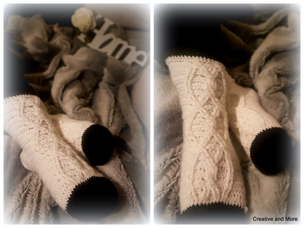 Gehäkelte Kuschelsocken mit gewundenen Reliefzopf (Gr. 38-44)