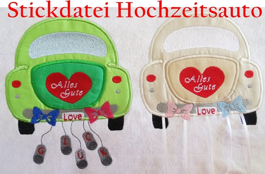 Hochzeitsauto Stickdatei