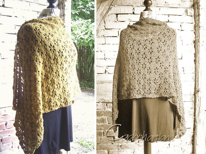 Tuch häkeln - Wüstenblume - grosses Schaltuch, Stola, Tuch, Schal