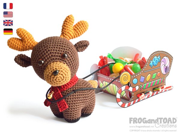 Pattern Rudolph - Christmas Reindeer and DIY Santa Sleigh - Amigurumi