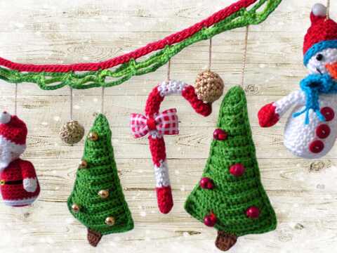 Weihnachtsgirlande Häkelanleitung