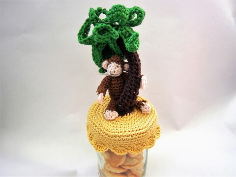 Häkelanleitung Bonbonglas Affe mit Palme