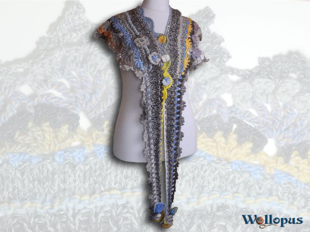 Kameliendame, gestrickt und gehäkelt