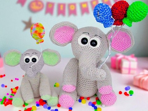 Crochet Pattern - Cute Elephant with Balloon