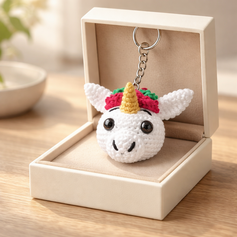 Häkelanleitung Einhorn Schlüsselanhänger, Einhorn Kopf häkeln