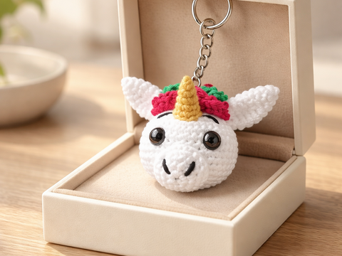 Crochet Pattern Unicorn Key Chain, crochet Unicorn Head