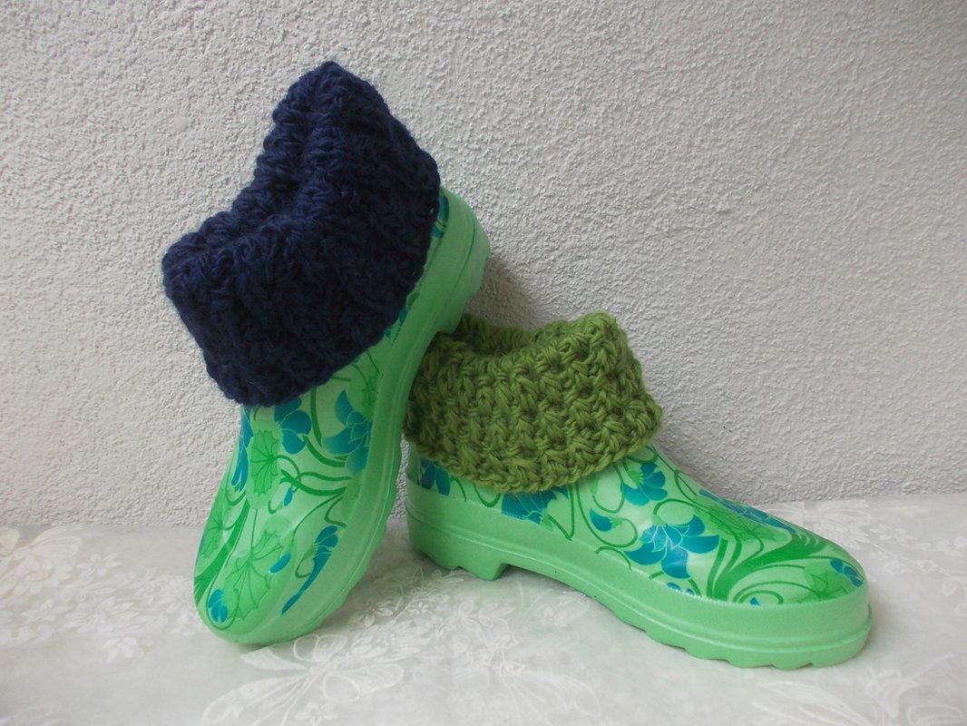 Strickstulpen für Gummistiefel/Boots, f. Erwachsene/Kinder, 4 Mustervarianten, unisex