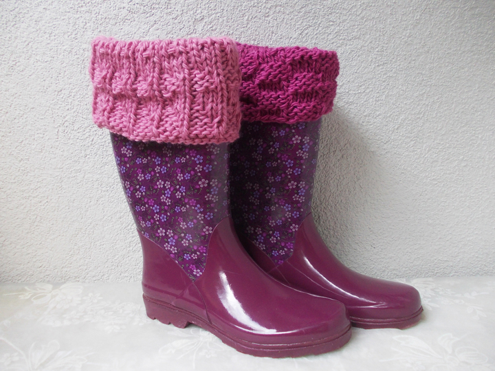 Strickstulpen für Gummistiefel/Boots, f. Erwachsene/Kinder, 4 Mustervarianten, unisex