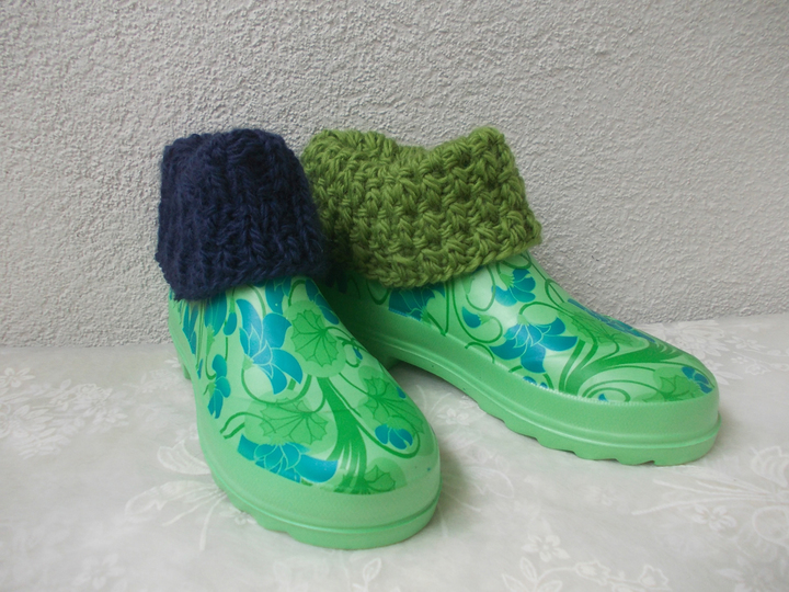 Strickstulpen für Gummistiefel/Boots, f. Erwachsene/Kinder, 4 Mustervarianten, unisex